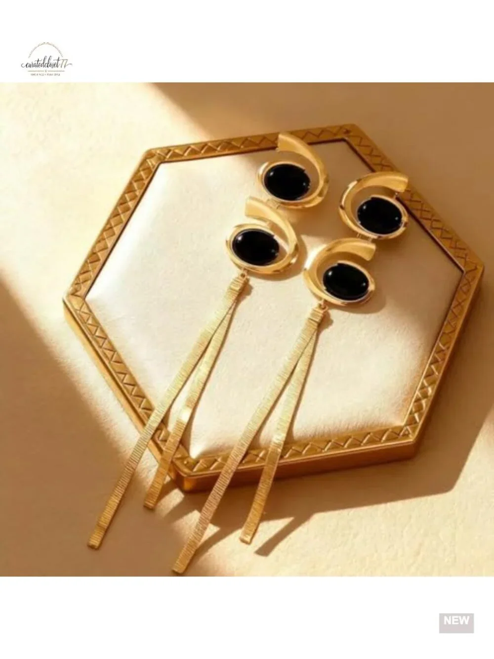 Chunky Geometric Dangle Earrings, Gold Plated Alloy Drop Earrings,